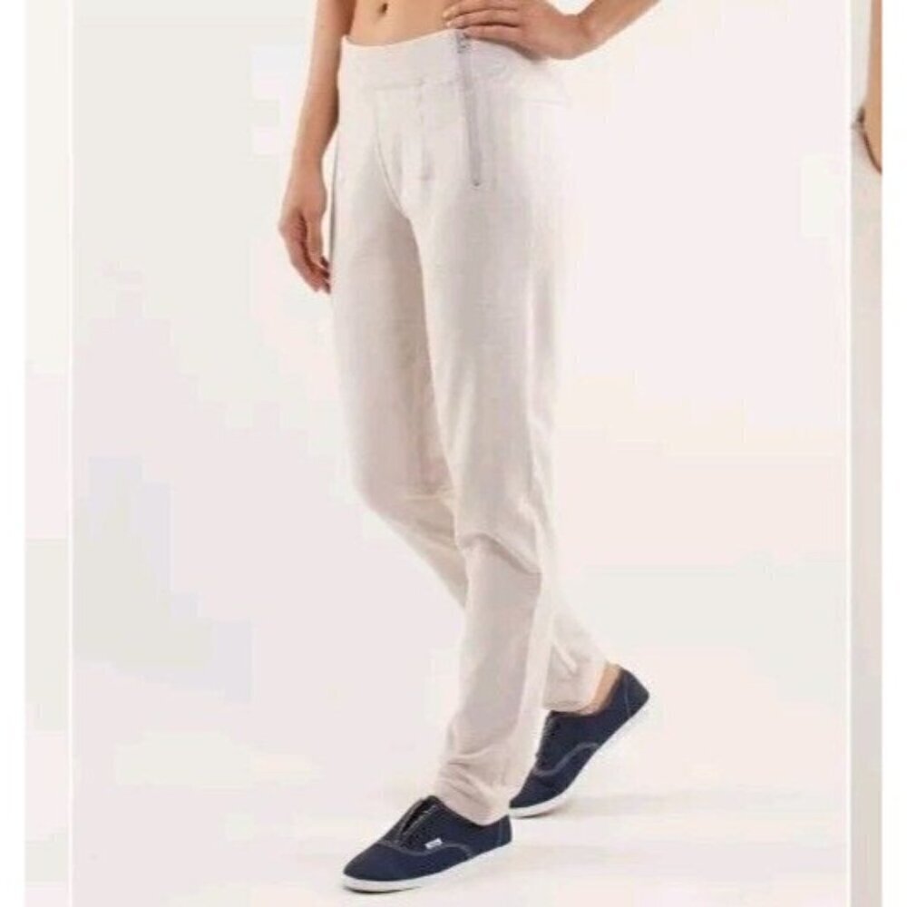 LULULEMON Rejuvenate Sweatpants French Terry •6• Heathered Dune Beige Zip Pocket